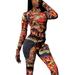 ZIYIXIN Women's Cropped Shirt, Long-Sleeved Top, Cool Gloves Dye Printed Wrapped Elastic Casual Party Round Neck Clothes