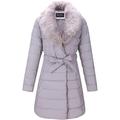 Giolshon Women's Puffer Jackets Long Coat With Detachable Faux Fur Collar S