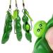 imagitek 3 pcs fidget toy set, squeeze-a-bean soybean stress relieving playful charms extrusion edamame pea keychain for mobile phones and keys - green