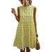 Spftem Women Dresses Plaid Sleeveless Summer Casual Sundress A Line Mini Dress