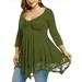 MAWCLOS Womens Casual Sexy Wide Round Neck Dresses Plus Size 3/4 Sleeve T-Shirt Swing Dress Summer Oversized Loose Beach Flowy Lace Dress