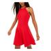 BCX Womens Red Zippered Solid Sleeveless Halter Short Party Dress Size 7