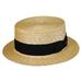 Black Band Wheat Straw Skimmer Hat - XL - Natural/Black