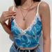 New Women's Sexy Stitching Deep V Neck Tie Dye Print Tank Top