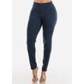 Womens Juniors Stretchy Skinny Trousers Pull On Butt Lifting Navy Casual Super Stretchy Skinny Pants 40097O