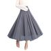 Avamo Women Midi Tulle Skirt Elastic Waist Pleat Mesh Formal Prom Party Tutu Flowy Skirt A Line Gray Free Size