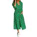 Women Striped Print Long Sleeve Long Maxi Shirt Dress Ladies Loose Casual Button Through Lapel V Neck Side Split Dresses