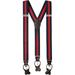 Jacob Alexander Men's Stripes Y-Back Suspenders Braces Convertible Leather Ends Clips - Navy Red