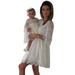 Mommy and Daughter Family Matching Fashion Lace Ruffled Dresses Outfits Print O-Neck Dress Short Dress