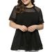 Agnes Orinda Juniors' Plus Size Round Neck Lace Swing Mesh Lace Top