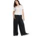 ellos Women's Plus Size Pleated Wide Leg Knit Pants