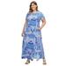 Catherines Women's Plus Size Petite Kaleidoscope Sky Maxi Dress (With Pockets)