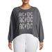 Gray by Grayson Social Women's Plus Size ACDC Long Sleeve Sweatshirt