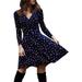 Hirigin Women's Summer Boho Floral Dress Sexy V Neck Long Sleeve Ruffle Swing Mini Dress Casual Beach Dresses Short