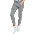 Multitrust Women's Ripped Jeans Denim Pencil Pants High Waist Stretch Long Trousers Jeggings