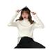 Women's Fashion Warm Mock Neck Sweater Tops Lady's Long Sleeve Solid Color Knitted Pullover Elegant Loose Fit Soft Jumper Ribbed Sweaters