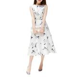 Women A-Line Floral Printed Ball Gown Party Long Sleeveless Dress