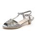 1.75 in. Heel-Dressy Kitten Heel Sandal, Pewter - Size 35