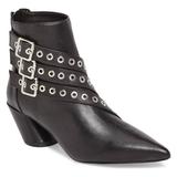 Shellys London Frasier Black Leather Grommet Buckle Strap Angled Boot (10)