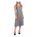 VINCE CAMUTO Womens Black Plaid Sleeveless V Neck Midi Fit + Flare Wear To Work Dress Size 6