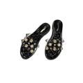 Woobling Women Summer Fashion Transparent Rivet Solid Color Casual Flat Shoes