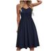 Follure summer dresses Women's Summer V-neck Pure Casual Lace-up Sling Temperament Knee-length Dress