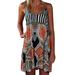 LAPA Womens Boho Floral Printed Summer Sleeveless Adjustable Strap Beach Mini Dress