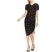 Vince Camuto Womens Floral Ruched Casual Dress Black XS