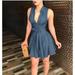 Casual Knit Sheath Mini Ladies V Neck Chest Button Short Sleeve Dress