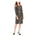 JESSICA HOWARD Womens Black Sequined Ikat 3/4 Sleeve Jewel Neck Knee Length Sheath Formal Dress Size 6P