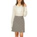 Allegra K Women's Houndstooth Button Decor Asymmetrical Split Hem A-Line Skirt