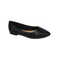 Hold Black PU City Classified Women Casual Wide Width Fit Flat Office Shoes Pointy Toe 7.5