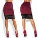 Women Formal Stretch High Waist Short Bodycon Mini Lace Skirt Pencil Dress