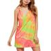 Womens Sleeveless Tank Top Blouse Tee Shirt Summer Holiday Mini Dresses Beach Sundress Casual Ladies V Neck Tie Dye Tunic Tops Casual Swing Tee Shirt Dress