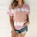 Spftem Women Summer O-Neck Sexy Gradient Print Regular Women Short Seleves Top