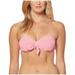 Jessica Simpson Printed Underwire Bandeau Bikini Top (Peony Pink, X-Large)