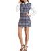 Allegra K Women's Peter Pan Collar Long Sleeve Check Shift Dress