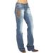Plus Size Womens Casual Bootcut Jeans Stretchy Flared Denim Trousers Baggy Loose Embroidery Pants Bottoms