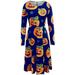 Women's Plus Size Halloween Pumpkin Party High Waist Long Sleeve Fancy Dress