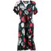 Isaac Mizrahi Floral Printed Velvet Faux Wrap Dress NEW A344329