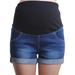 UKAP Maternity Denim Shorts Women Solid Color Lounge Pregnancy Short Pants Basic Fit Elastic Waist Jeans Trunks Pant With Pocket