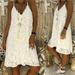 Women's Solid Sleeveless Dress Loose Plus Size Lace Dress Sleeveless Solid Casual V Neck Dress