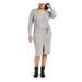 PLANET GOLD Womens Gray Belted Heather Long Sleeve V Neck Midi Sheath Dress Size 3X