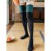 Deago Women High Thigh Socks Cotton Knit Warm Over Knee Thick Tights Long Stocking Knee High Leg Warmer (Green)