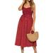 Julycc Womens Summer Strappy Polka Dot Midi Long Dress Holiday Beach Sundress