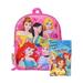 Disney Backpack 15" Ariel Rapunzel & Princess Girls Grab N Go Play Pack Crayons