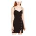 TRIXXI Womens Black Slitted Spaghetti Strap V Neck Mini Sheath Dress Size 13