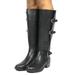 TOETOS Women's Knee High Boots Faux Leather Combat Casual Pull On Riding Boots MIRRAN-W BLACK Size 7.5