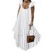 Plus Size Dress For Women Casual Loose Bohemian Flared Sundress Polka Dot Dresses Ruffled Strap Long Maxi Summer Beach Swing Dress