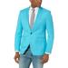 Azaro Uomo Men's Blazer Slim Dress Casual Linen Suit Sport Jacket Stylish, Turquoise Blue, X-Small